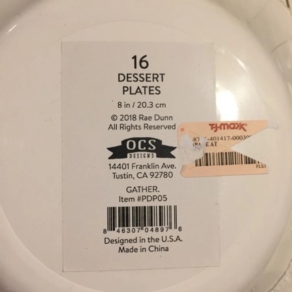 Rae Dunn GATHER Dessert Paper Plates - Picture 4 of 4